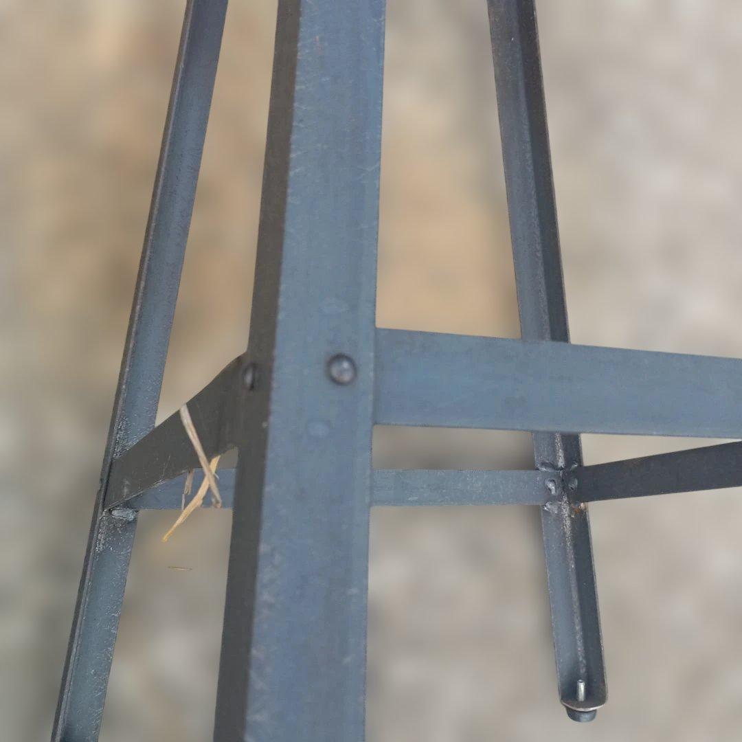 S*y様 5003)円形木製座面のアイアンスツール　ヴィンテージ　インダストリア