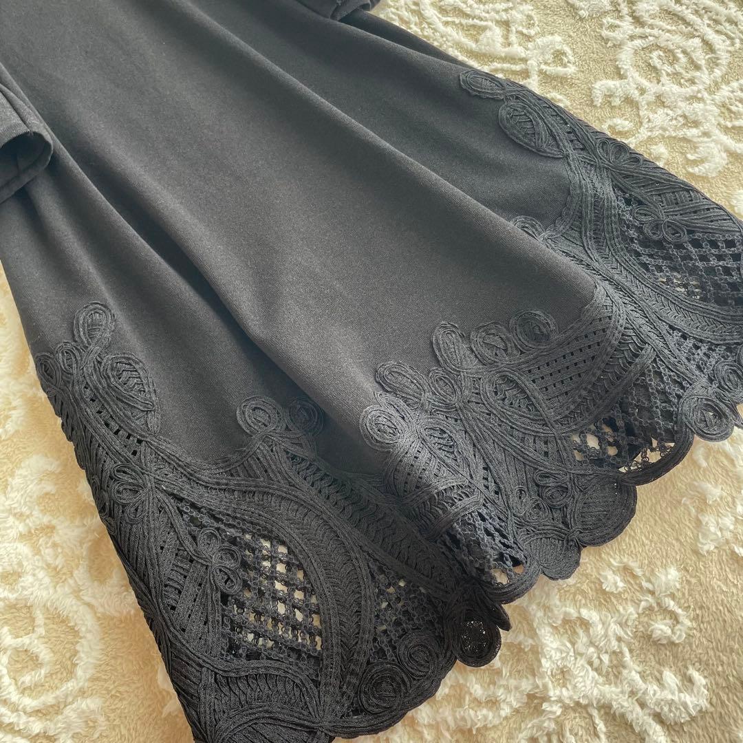 エポカ　EPOCA ニット　ワンピース　黒　ブラック　レース　40 M 膝丈