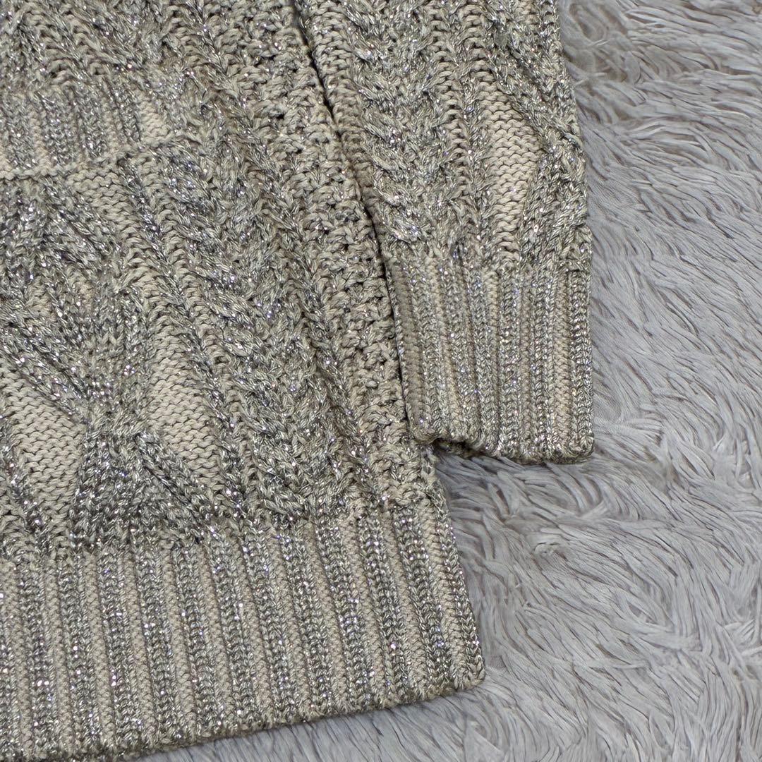 RALPH LAUREN 【未使用タグ付】 ラメ ケーブル ニットカーディガン