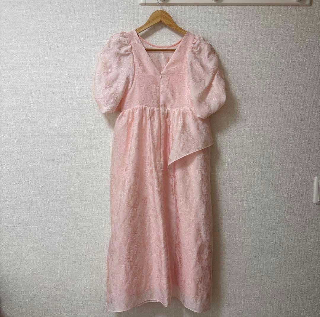 ANDRESD バブルスリーブジャガードドレス sサイズ