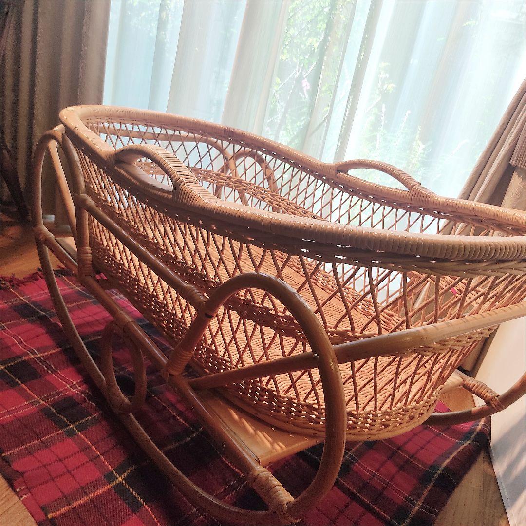 揺りかご　揺り籠　ラタン　籐　レトロ　クーハン　クーファン　バスケット　籠