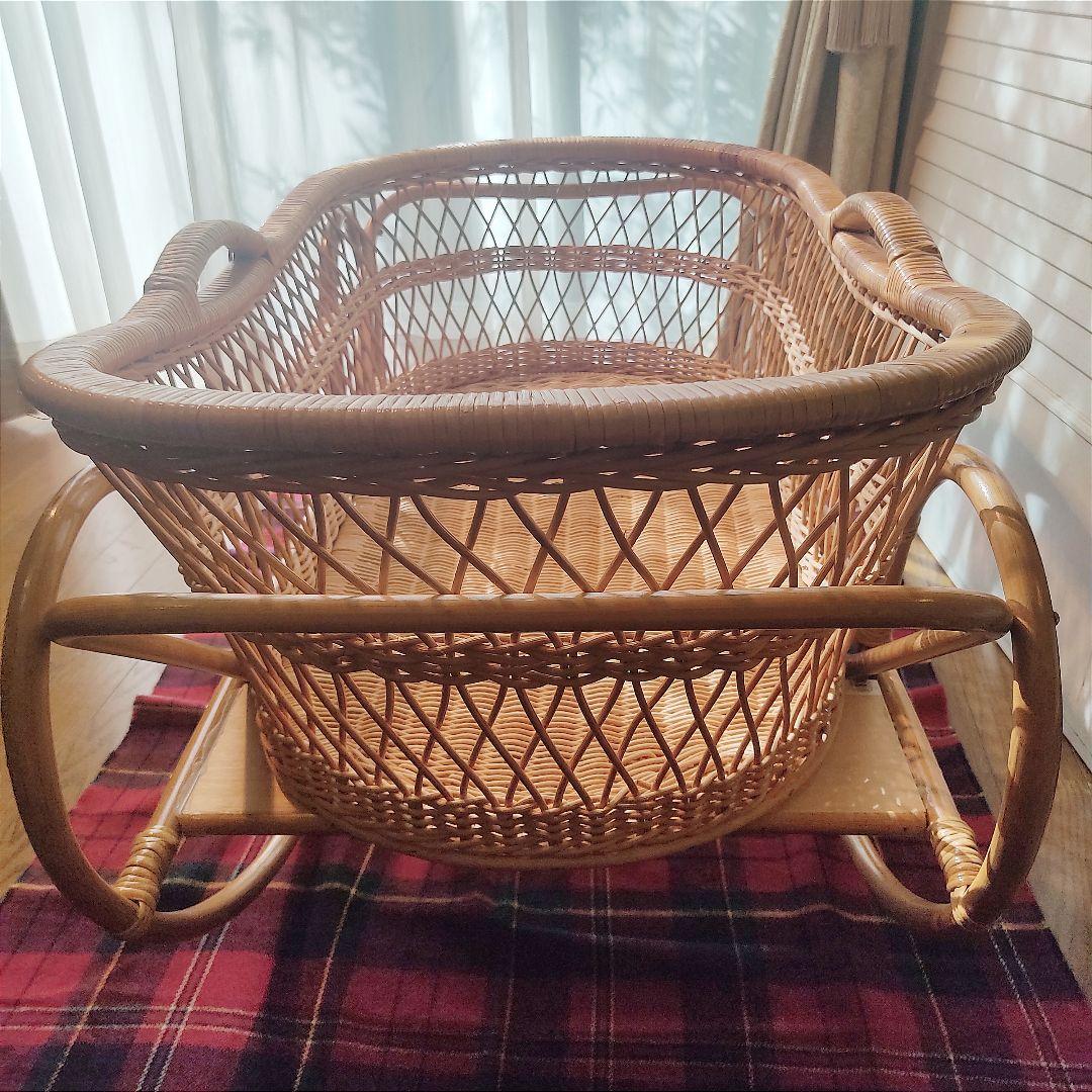 揺りかご　揺り籠　ラタン　籐　レトロ　クーハン　クーファン　バスケット　籠