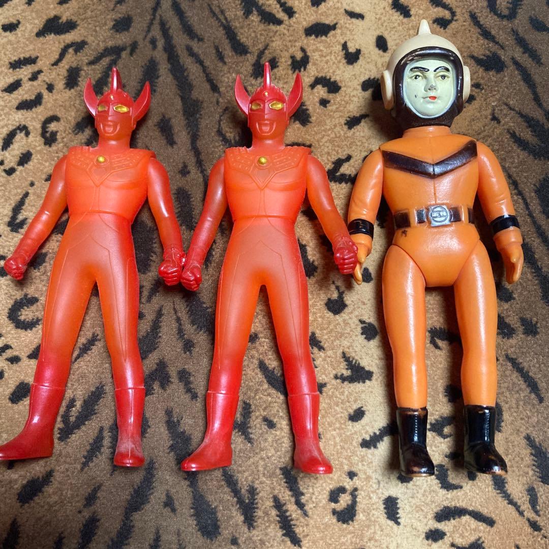 ソフビ人形 3体セット 当時物 帰ってきたウルトラマン マット隊員 MAT隊員