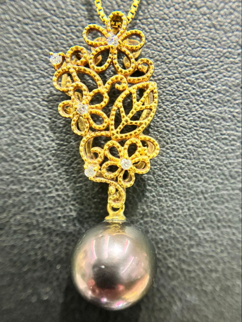 17: K18南洋真珠/ダイヤモンドネックレス