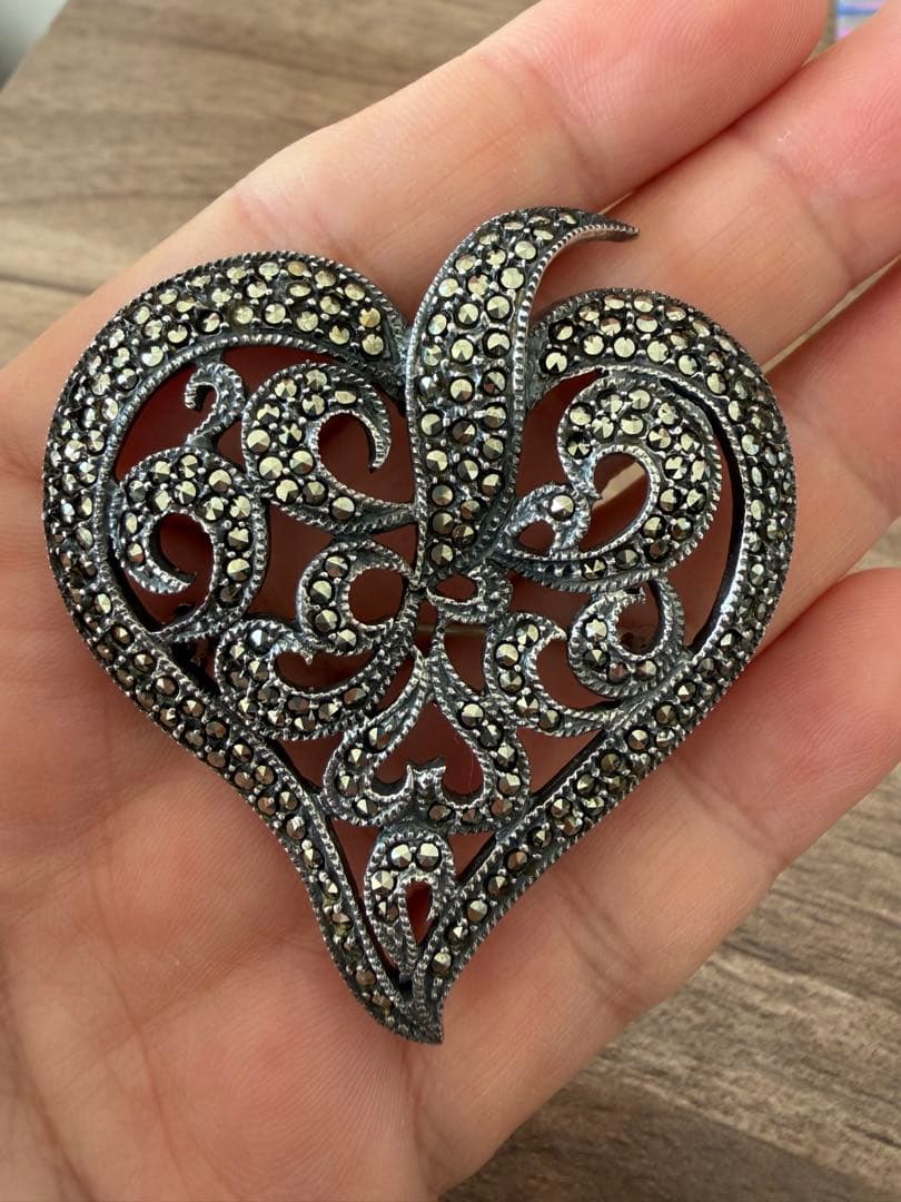 vendome(ヴァンドーム）マーカサイト ブローチsv925 銀製　碌山風