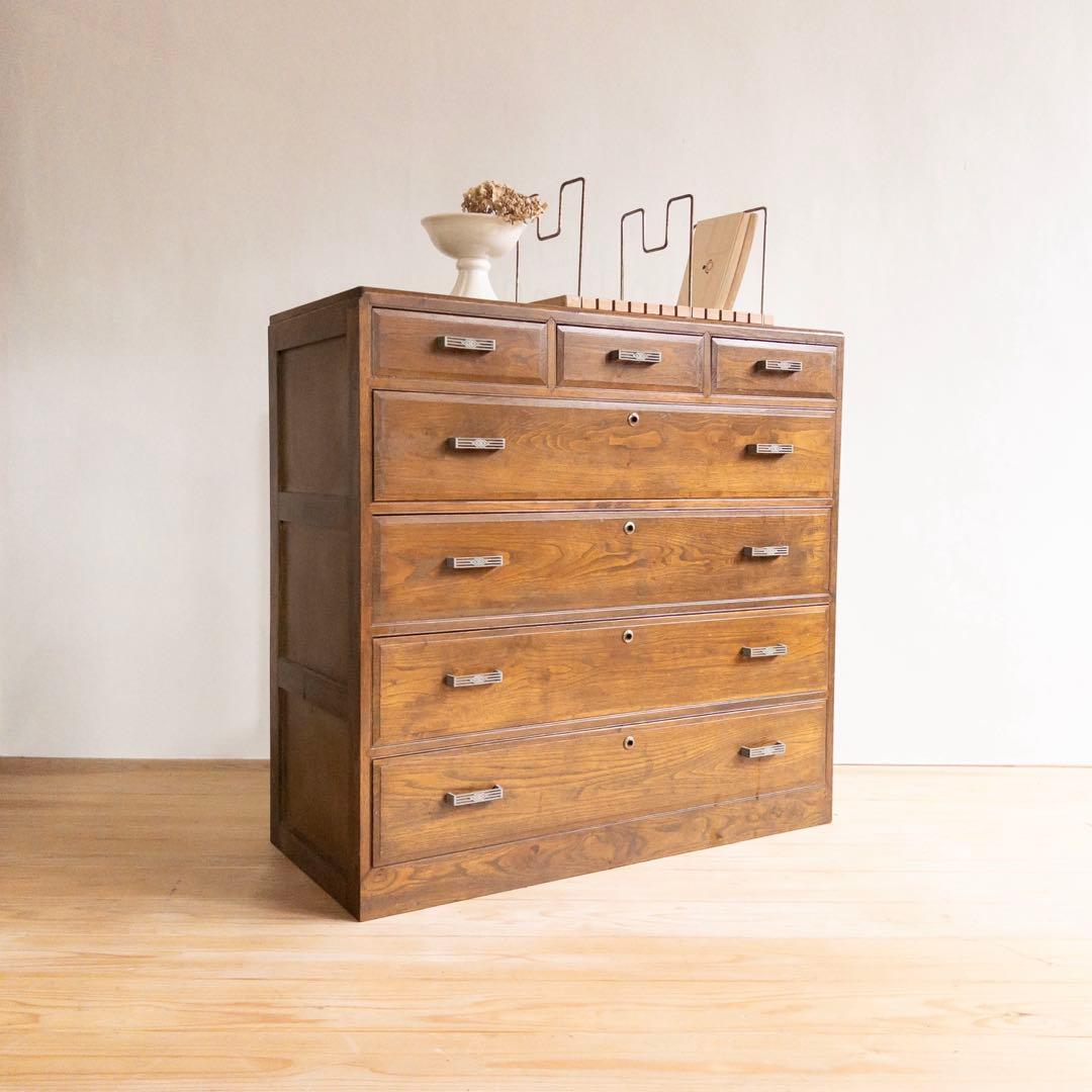 木製　チェスト　タンス　5段　引き出し　ビンテージ　レトロ　古道具