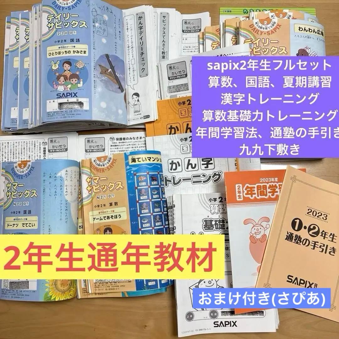 2023年サピックスSAPIX 2年 フルセット夏期講習、基礎力トレーニング含む