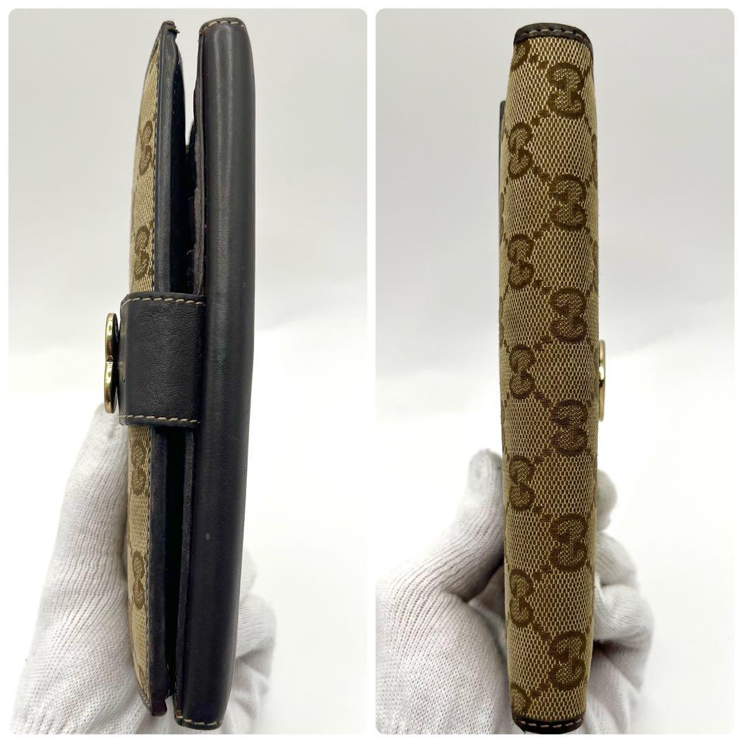 極美品✨GUCCI ラブリーハート GGキャンバス 長財布 Wホック 濃茶