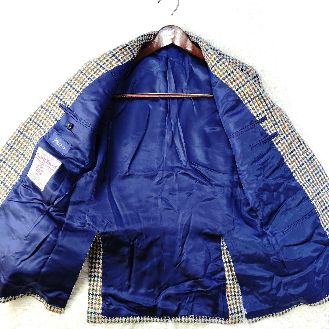 【極美品】ハリスツイード　千鳥格子テーラードジャケット　ピュアニューウール