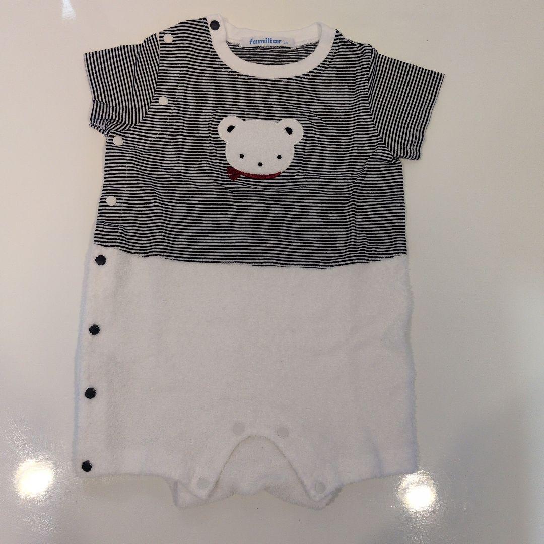 familiar クマ刺繍ロンパース 80cm　水通しのみ✨️
