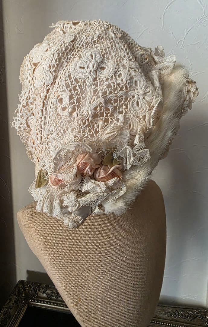 アンティーク　レース　ベビーボンネット