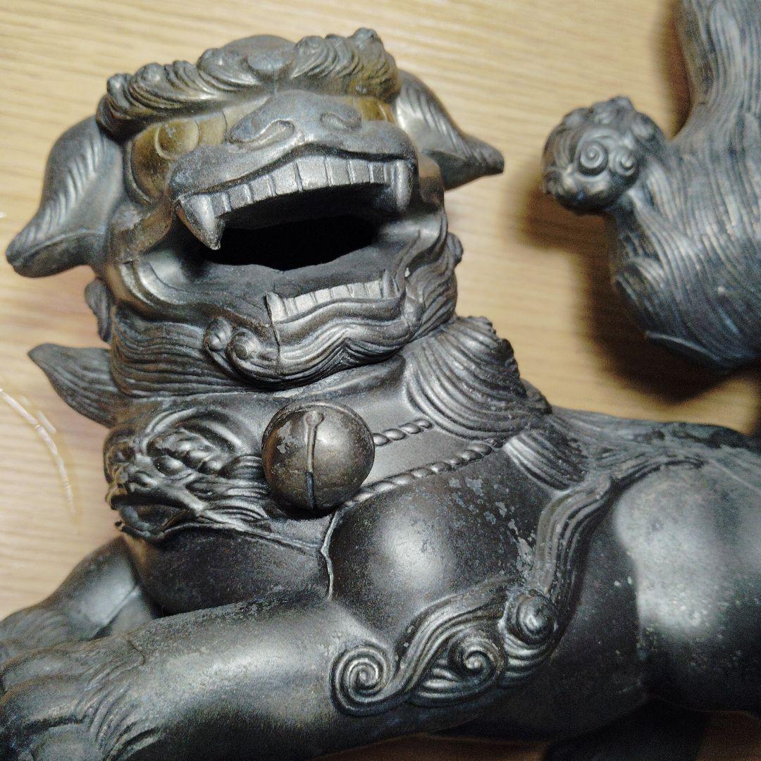 玉乗り銅獅子置物