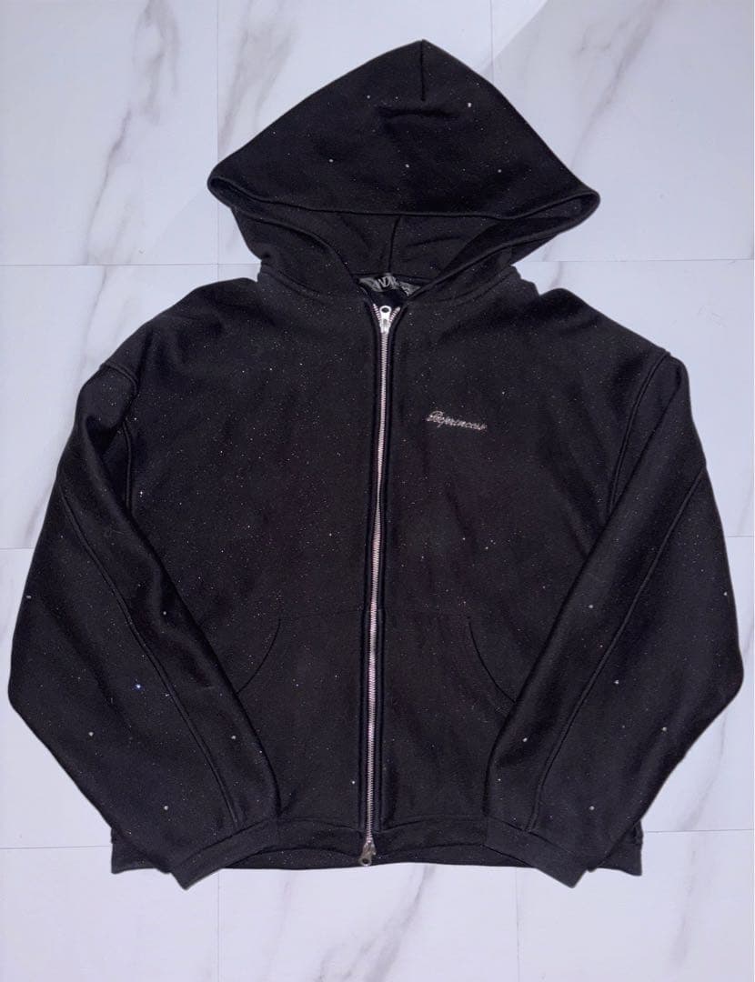 ANDWANG ブラック フルジップ パーカー
