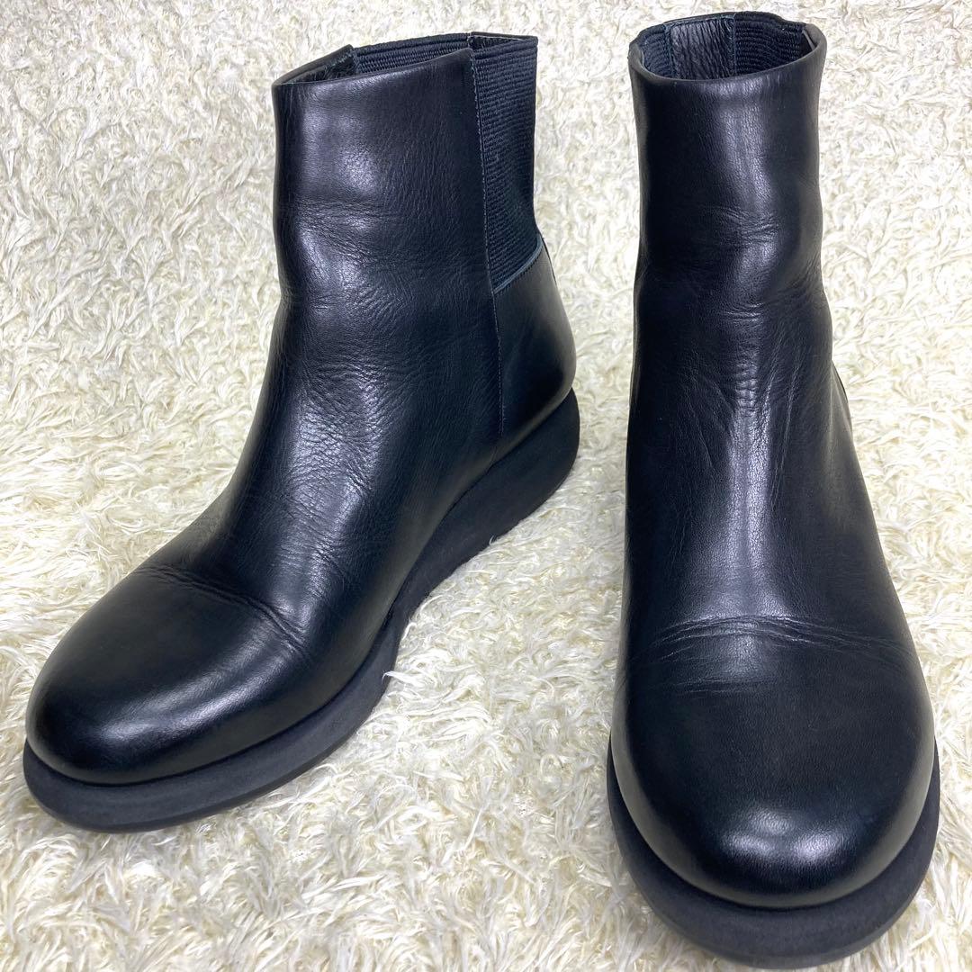 『美品』ヨーガンレール サイドゴアブーツ ショートブーツ ブラック レザー　黒