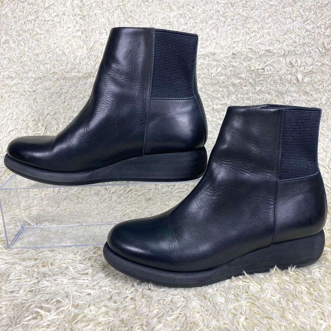 『美品』ヨーガンレール サイドゴアブーツ ショートブーツ ブラック レザー　黒