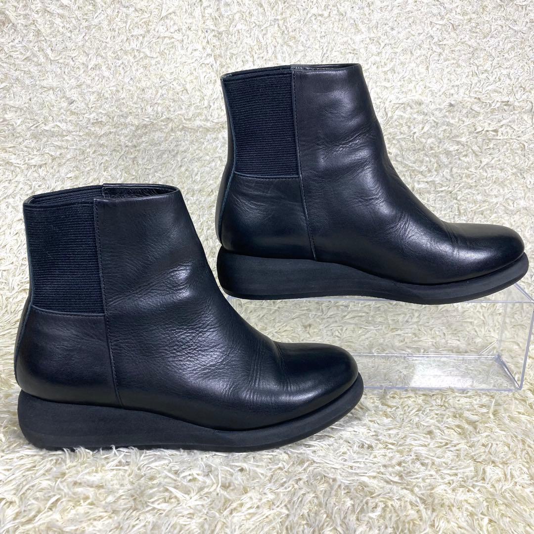 『美品』ヨーガンレール サイドゴアブーツ ショートブーツ ブラック レザー　黒
