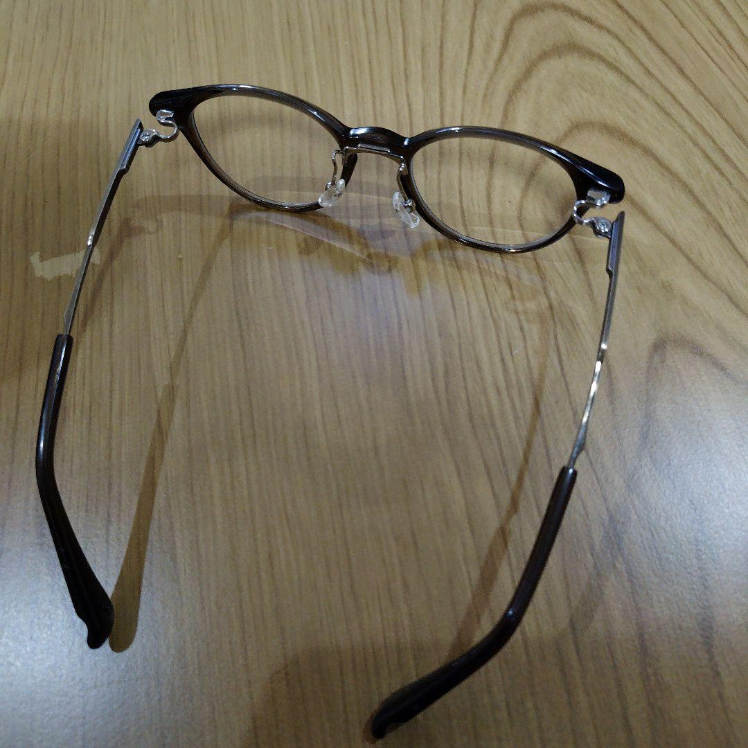 ブラウン ラウンドメタルフレーム メガネ(度あり)
