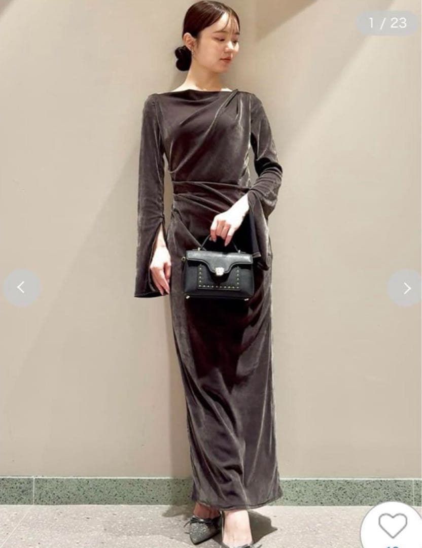 SNIDEL スナイデル フロッキーベロアドレープドレス