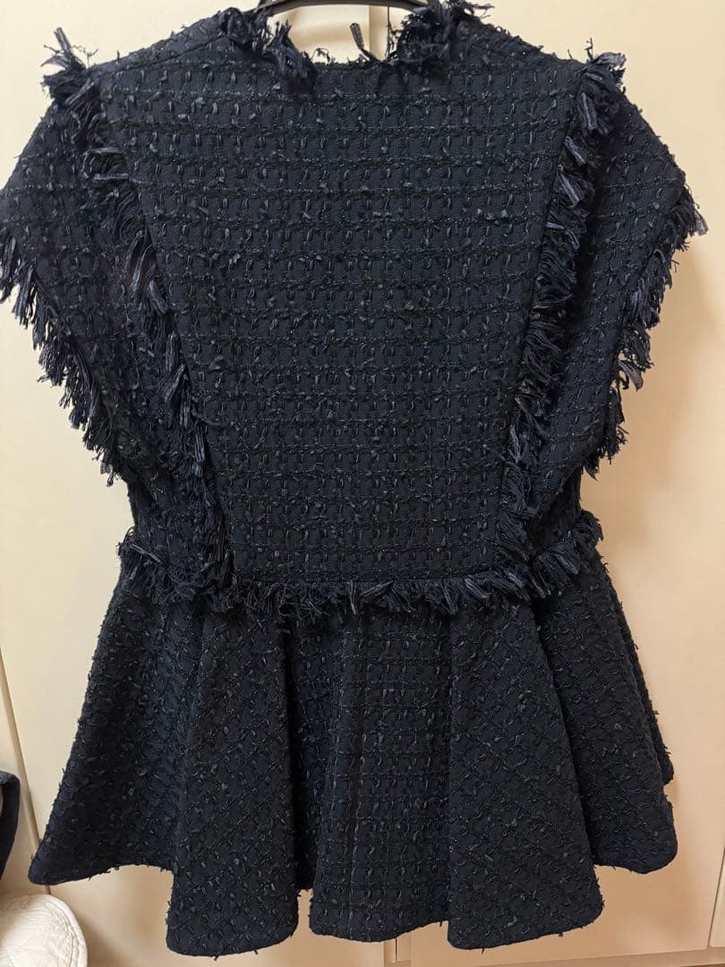 【専用】【新品未使用】ADORE コットンチェックツィードジレ ３８ ネイビー