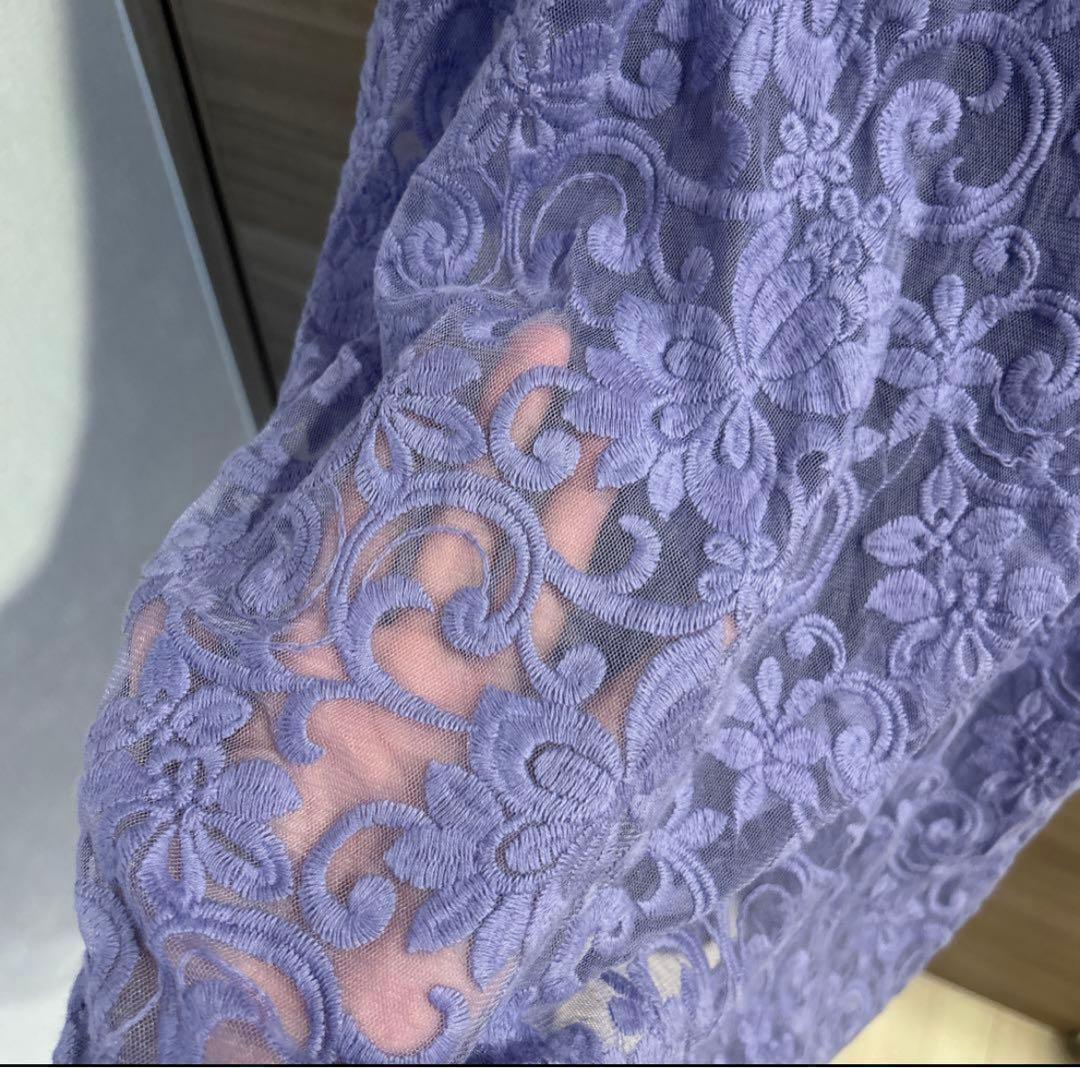 アメリ ドレスDRAPE SLEEVE EMBROIDERY DRESS