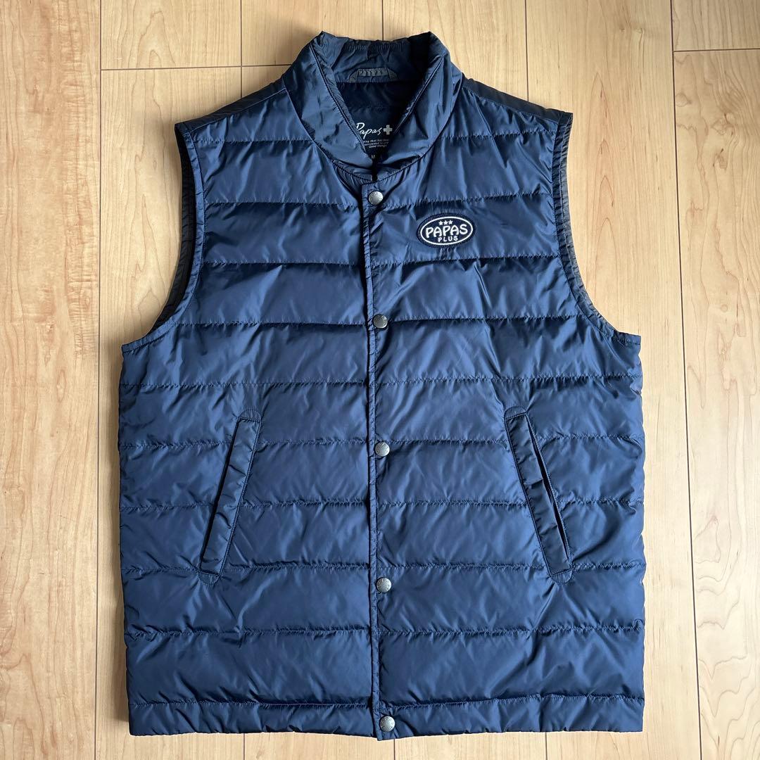 【美品】パパスプラス Papas+ 軽量ダウンベスト ネイビー Mサイズ