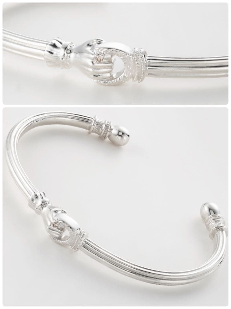 agete シルバーバングル　SV ダイヤモンド　シルバー　装飾　デザイン　彫刻
