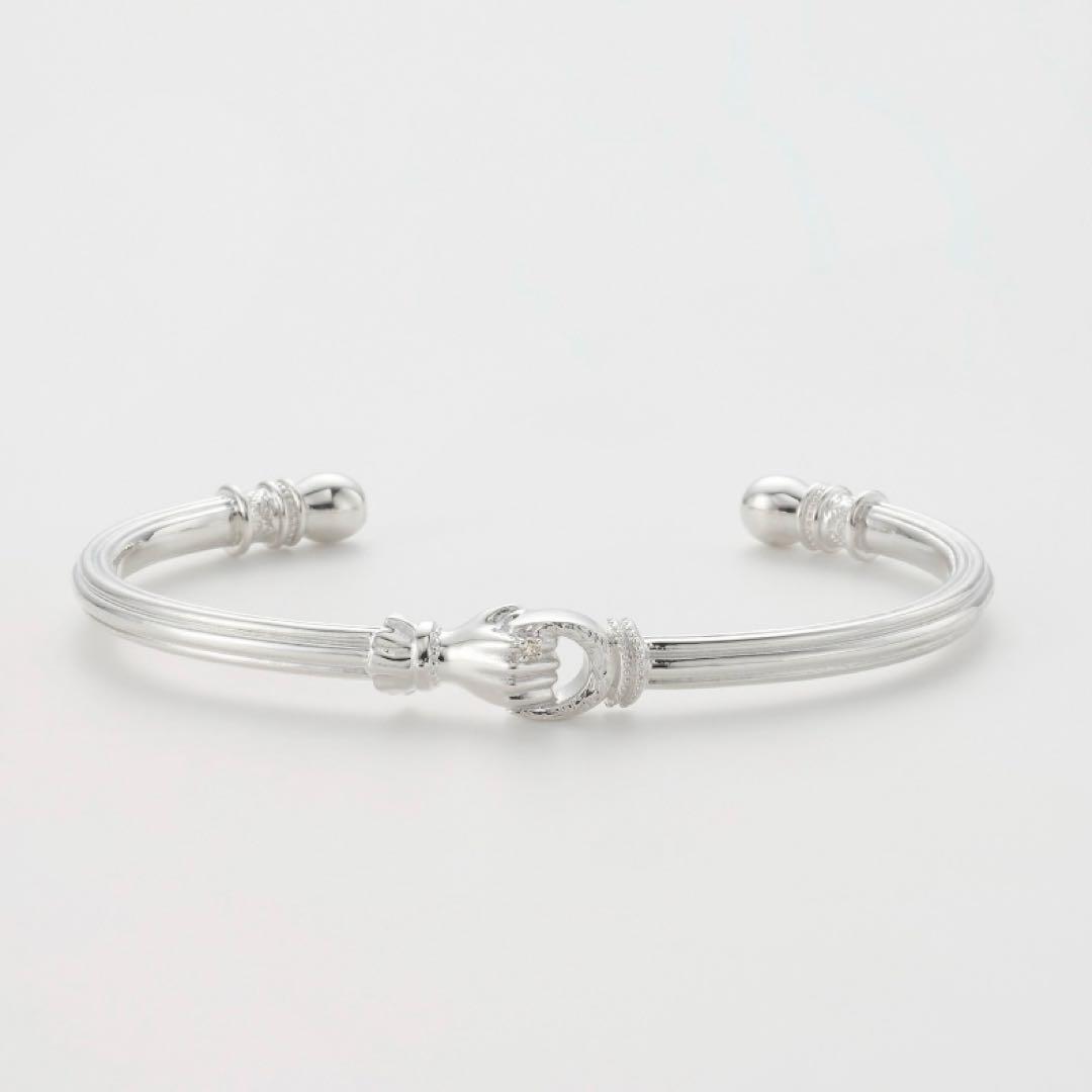 agete シルバーバングル　SV ダイヤモンド　シルバー　装飾　デザイン　彫刻