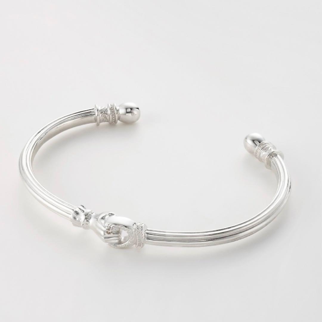 agete シルバーバングル　SV ダイヤモンド　シルバー　装飾　デザイン　彫刻