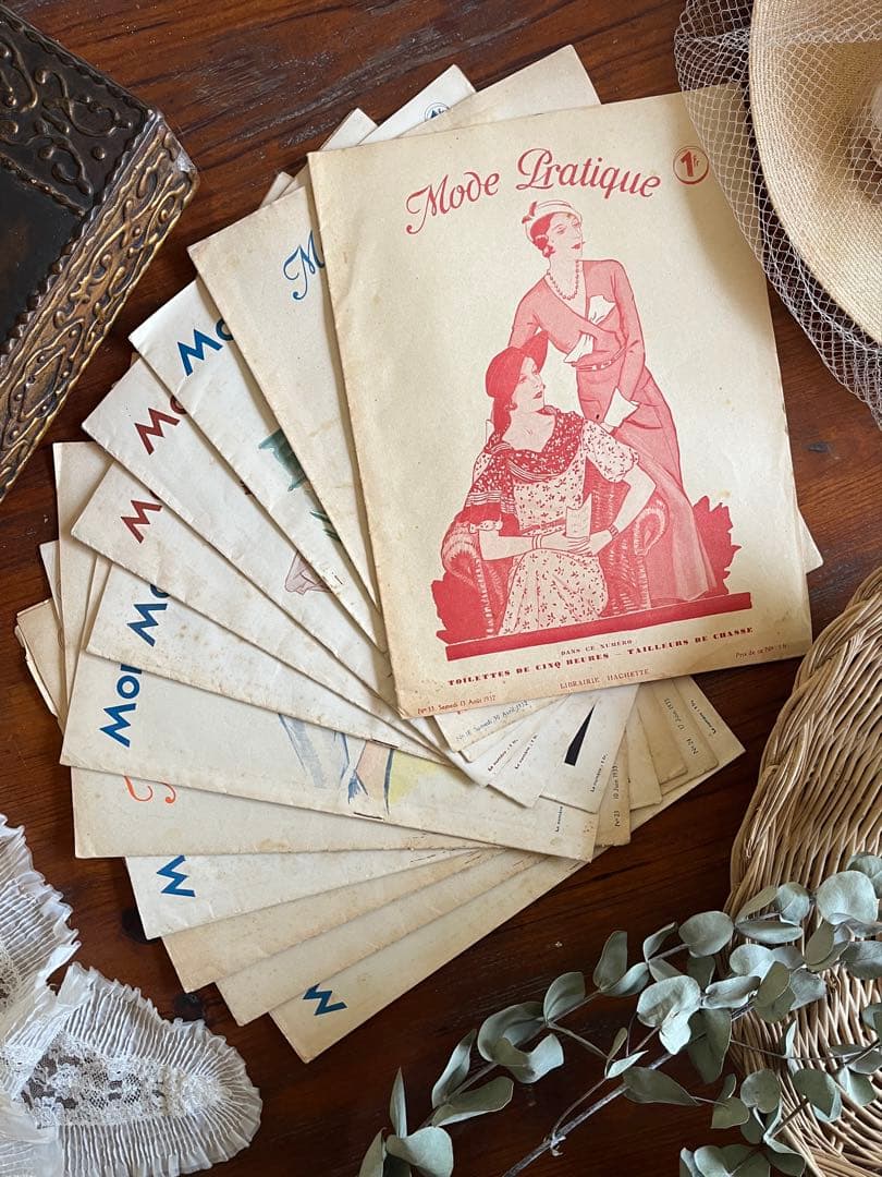◆フランスアンティーク｜メルスリー手芸雑誌印刷物紙もの図案パターンファッション