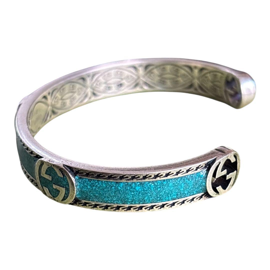 GUCCI グッチ ターコイズ バングル ロッキングG 16 箱有り