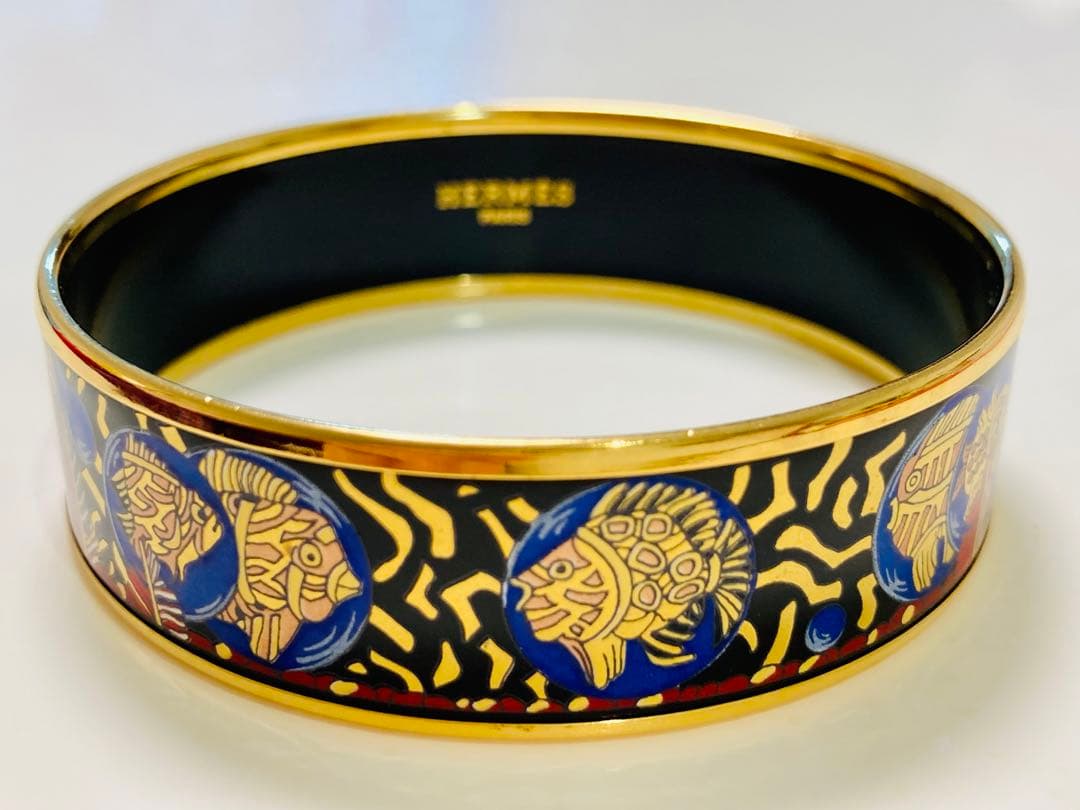 【美品】エルメス　HERMES エマイユ　バングル　七宝焼き　ゴールド