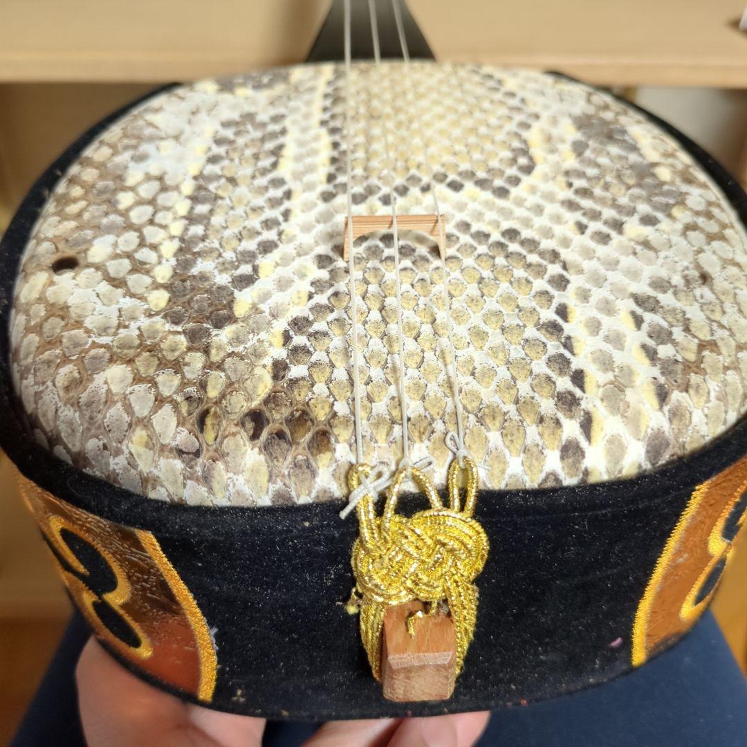 沖縄三線　蛇本革　ケース付き