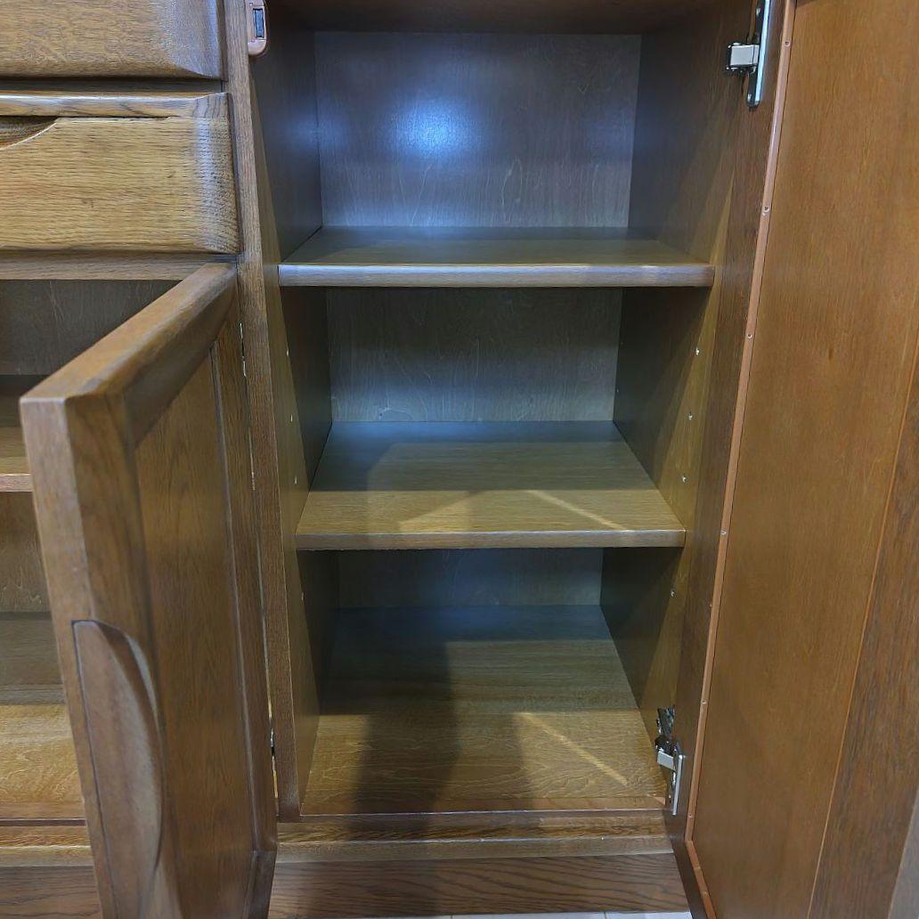 カリモク木製食器棚 ガラス扉付き ブラウン