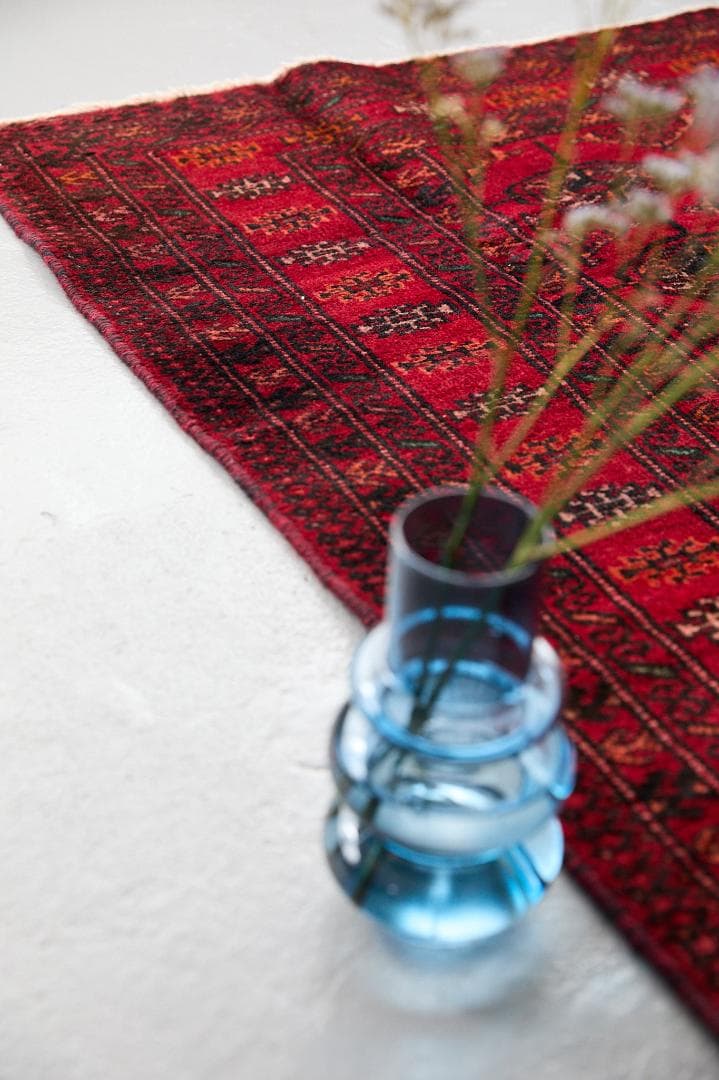 ヴィンテージラグ　トライバルラグ　トルクメン族　（203×126）赤　黒　茶　橙