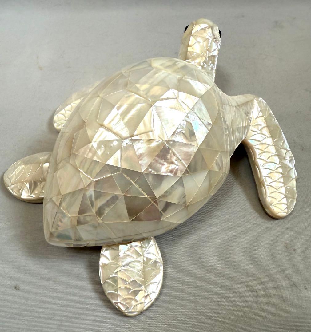 白蝶貝ジェルアート　亀置物　MARUEI保証書