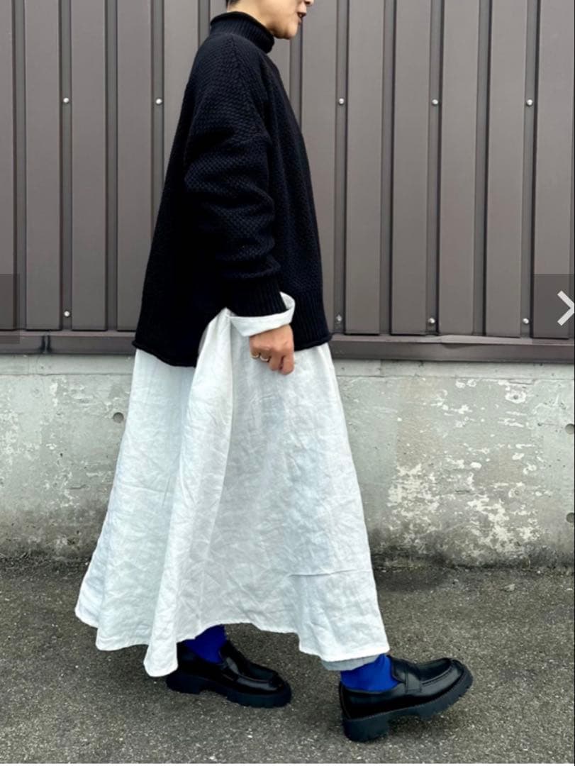 新品 OMEKASI ⿻ リネン バンドカラーワンピース ルーズ 赤 ゆったり