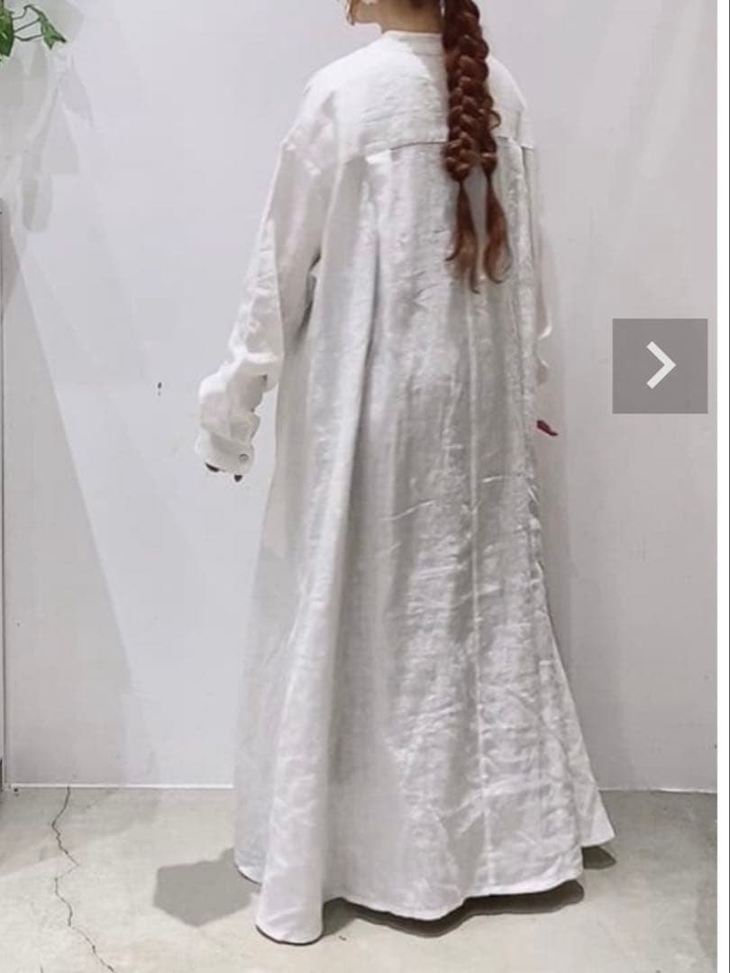 新品 OMEKASI ⿻ リネン バンドカラーワンピース ルーズ 赤 ゆったり