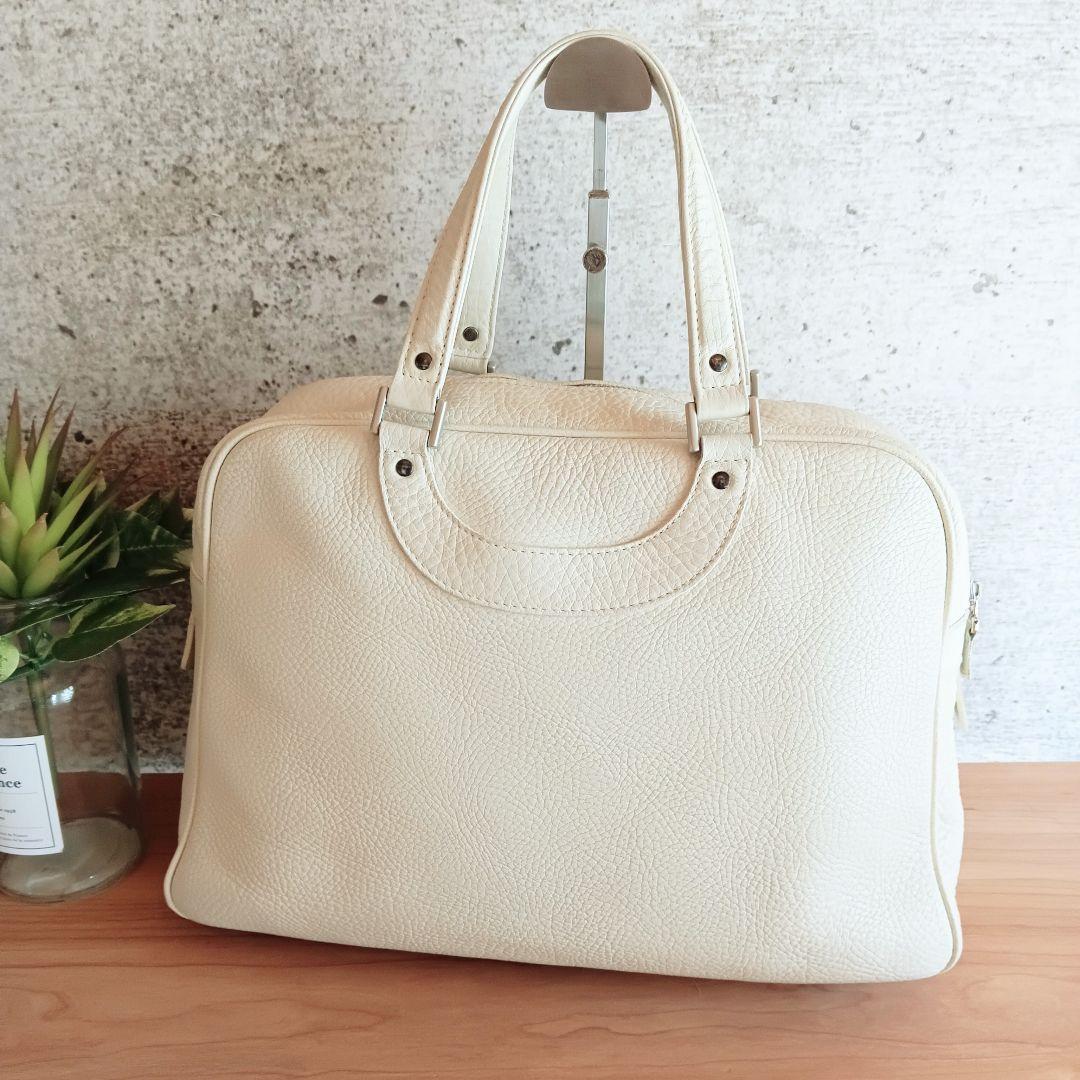 美品 ジャックルコー リスボン レザー トートバッグ 鞄 白 レディース メンズ