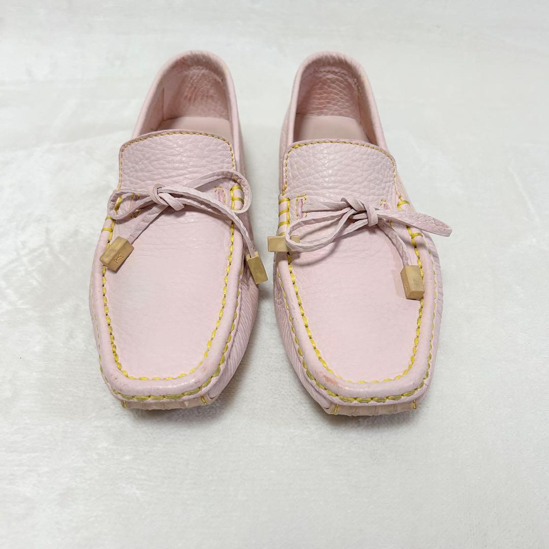 ルイ ヴィトン レザー ドライビングシューズ 37.5 ロゴリボン