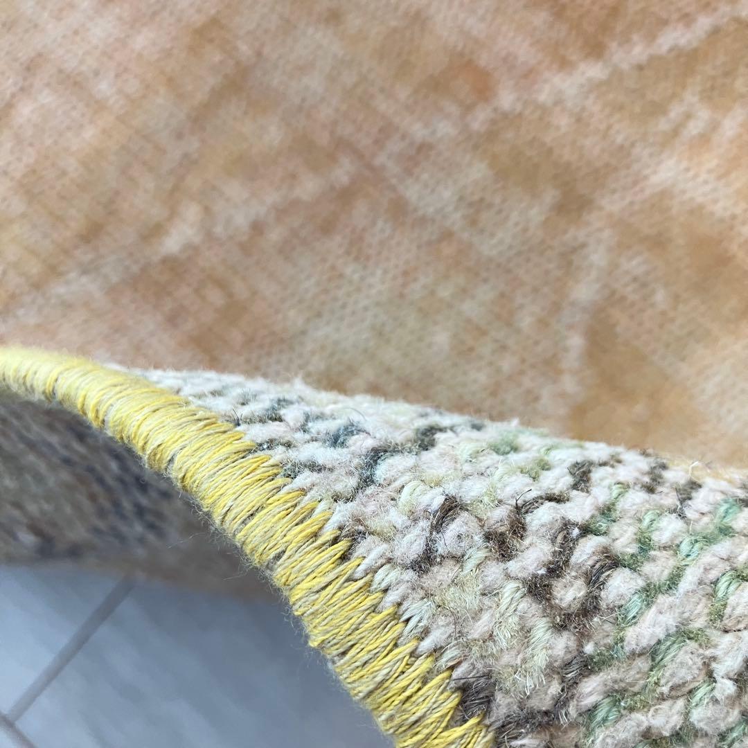 オレンジイエロー80×126グリーン　accentrug トルコヴィンテージラグ