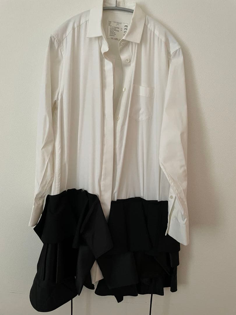 Sacai ホワイト/ブラック ワンピース