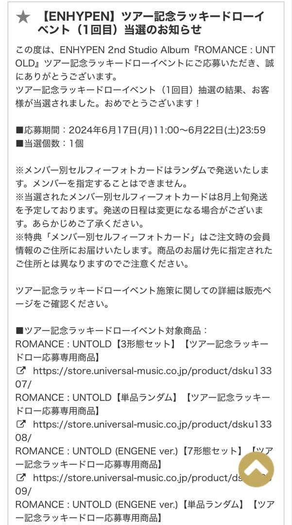 ENHYPEN ヒスン ツアー記念 ラキドロ ユニバ　トレカ