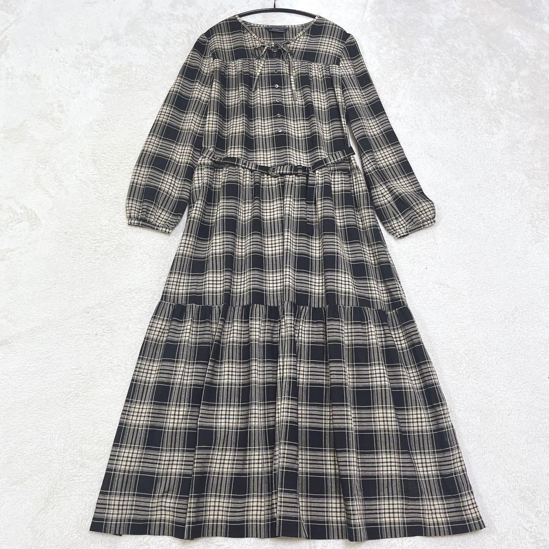 美品◆リゼッタ　チェック　長袖　ロングワンピース