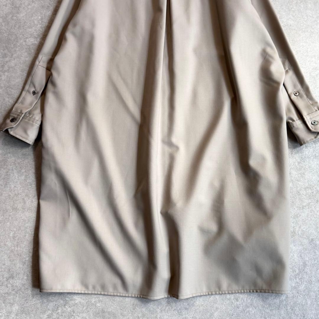 美品 ティッカ ウォッシャブルウールシャツワンピース 近年モデル スタンドカラー