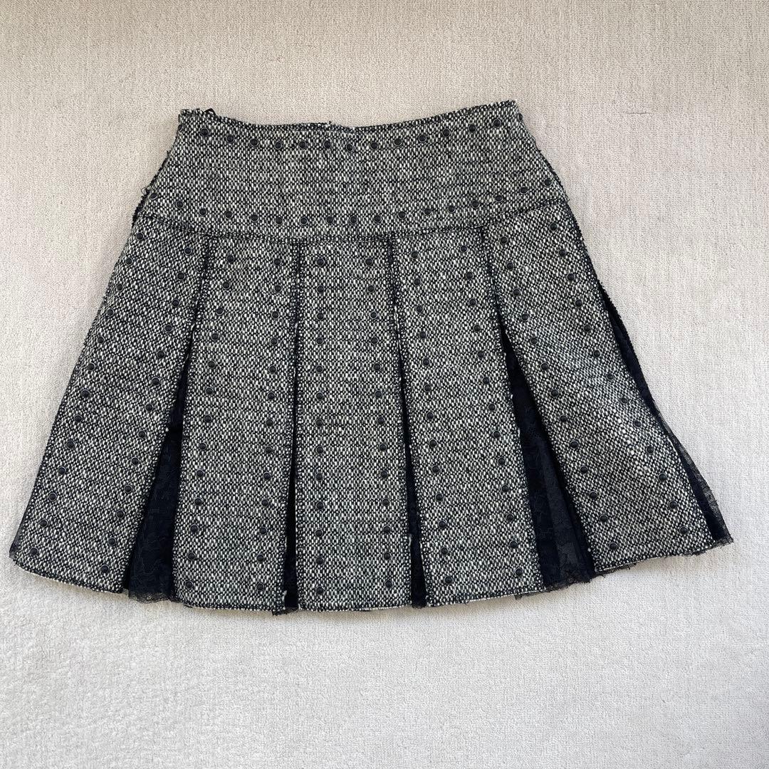 美品　VALENTINO プリーツスカート グレー/ブラック　38サイズ