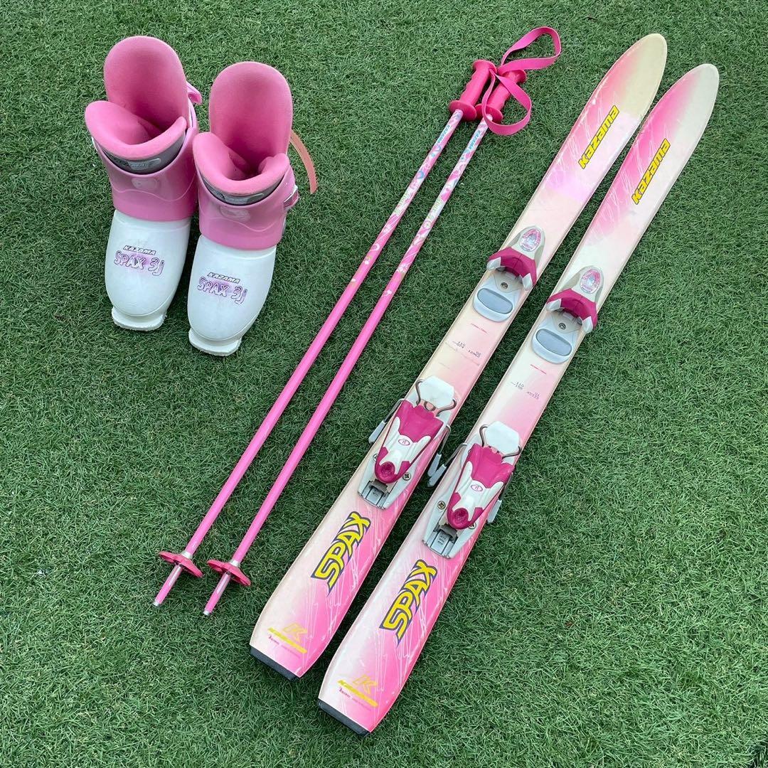 スキー　子ども　ジュニア　3点セット　スキー板　ブーツ　ストック　kazama