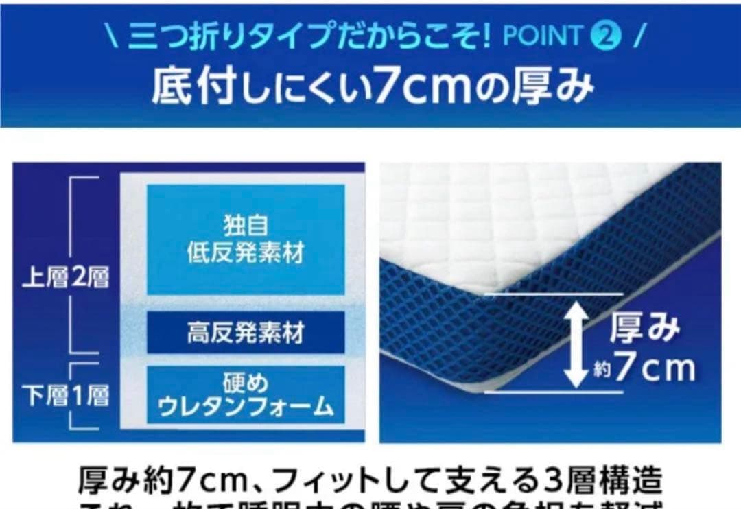 トゥルースリーパー プレミアリッチ三つ折り 柔らかめ低反発マットレス シングル