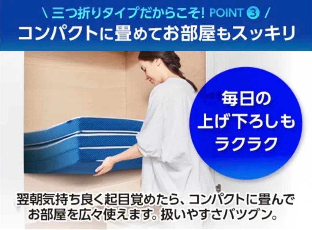 トゥルースリーパー プレミアリッチ三つ折り 柔らかめ低反発マットレス シングル