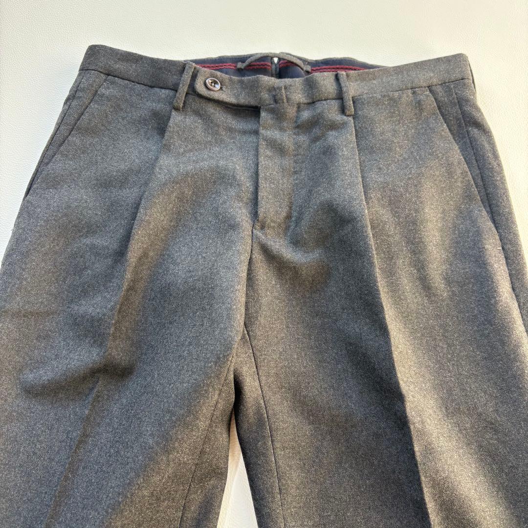 1T0031 INCOTEX ウールサキソニーソリッド テーパードパンツ 44