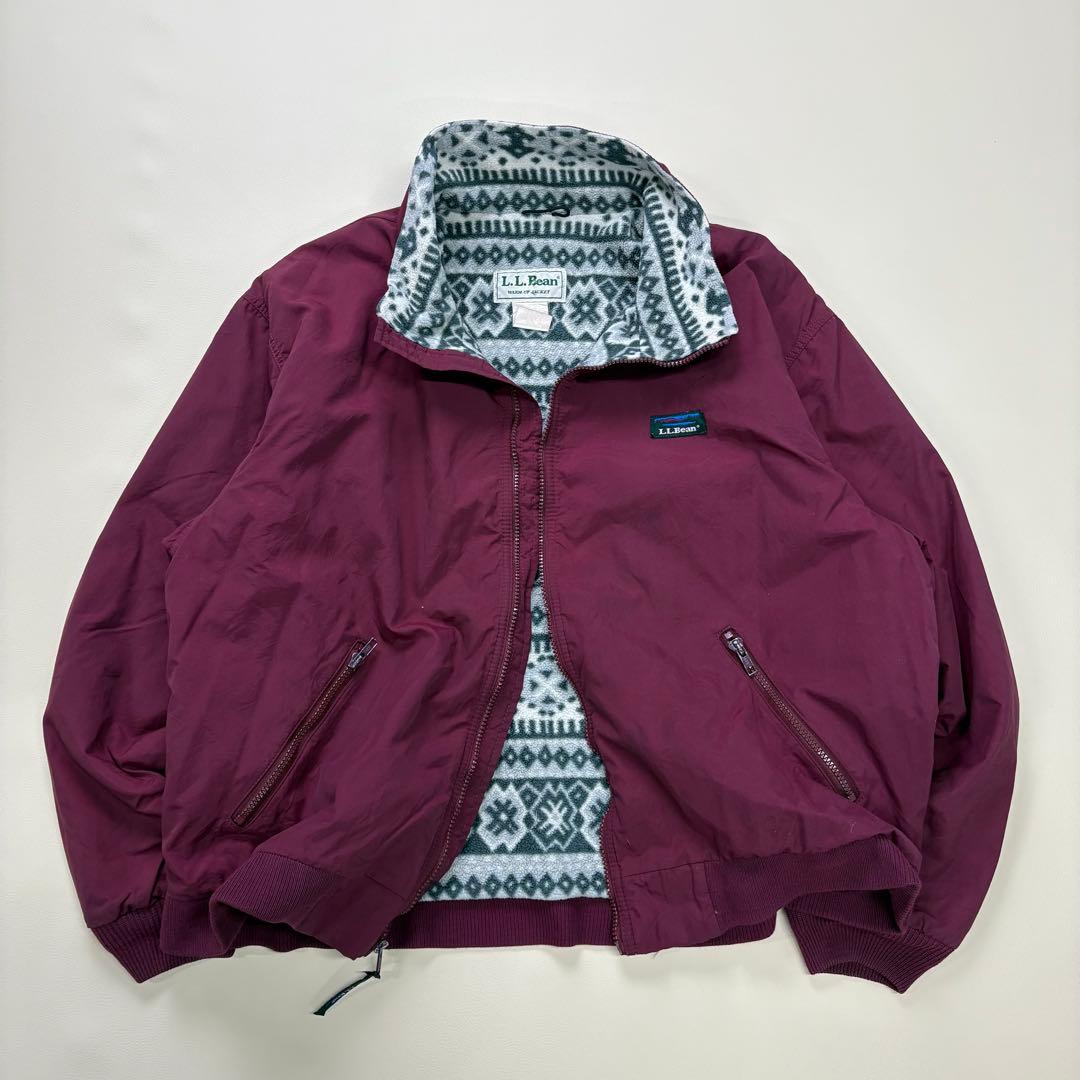 【極上】90s USA製L.L.BEAN ウォームアップジャケット ボルドー短丈